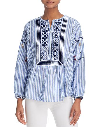 Joie Archana Striped Embroidered Tunic | Bloomingdale's