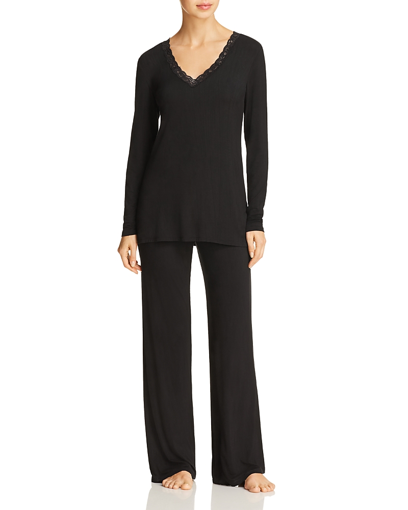 Natori Feather Essentials Solid Pajamas In Black