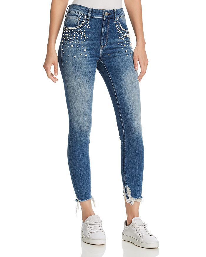 Mavi - Tess Embellished High Rise Skinny Jeans in Indigo Pearl
