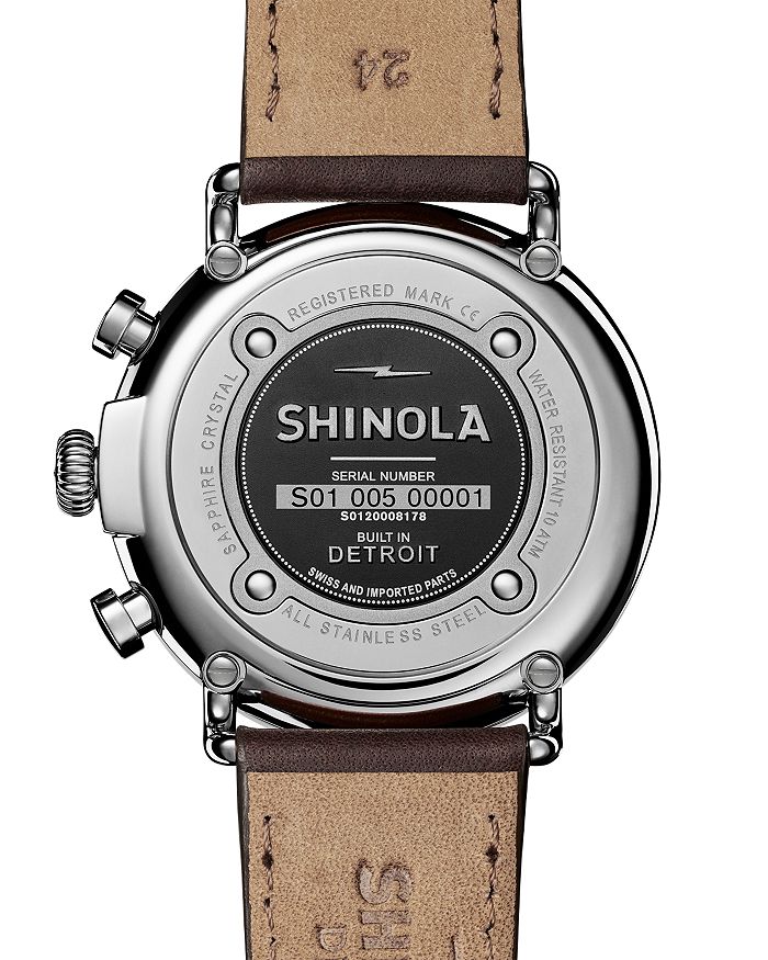 Shop Shinola Runwell Watch, 47mm In Silver/brown