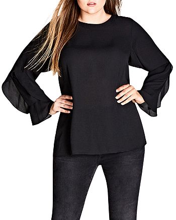 City Chic Plus City Chic Ruffle-Sleeve Top | Bloomingdale's