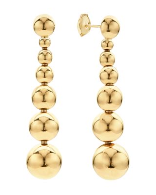 Caviar Gold Collection 18K Gold Graduated Seven Bead Drop Earrings - Exclusive 