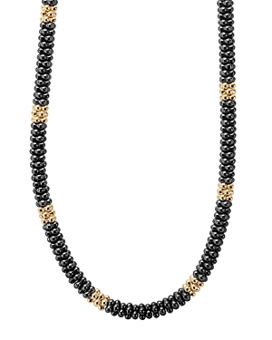 Lagos Gold & Black Caviar Collection 18K Gold & Ceramic Rope Necklace, 18