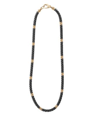 Gold & Black Caviar Collection 18K Gold & Ceramic Rope Necklace, 18"