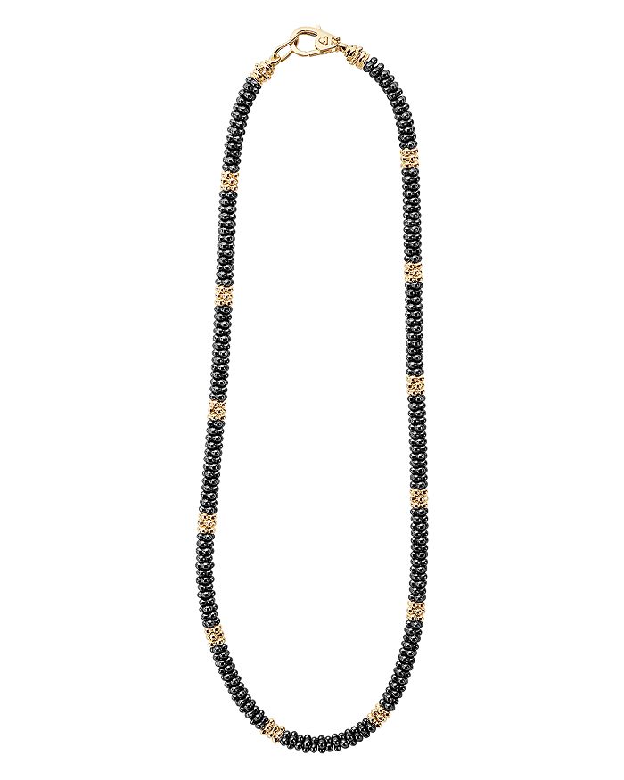 Shop Lagos Gold & Black Caviar Collection 18k Gold & Ceramic Rope Necklace, 18 In Black/gold