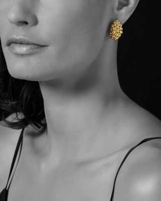 Caviar Gold Collection 18K Gold Domed Huggie Earrings - Exclusive 