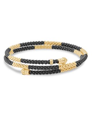LAGOS - Gold & Black Caviar Collection 18K Gold & Ceramic Coil Bracelet