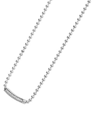 Sterling Silver Caviar Spark Diamond Bar &amp; Ball Chain Necklace, 16&amp;quot;