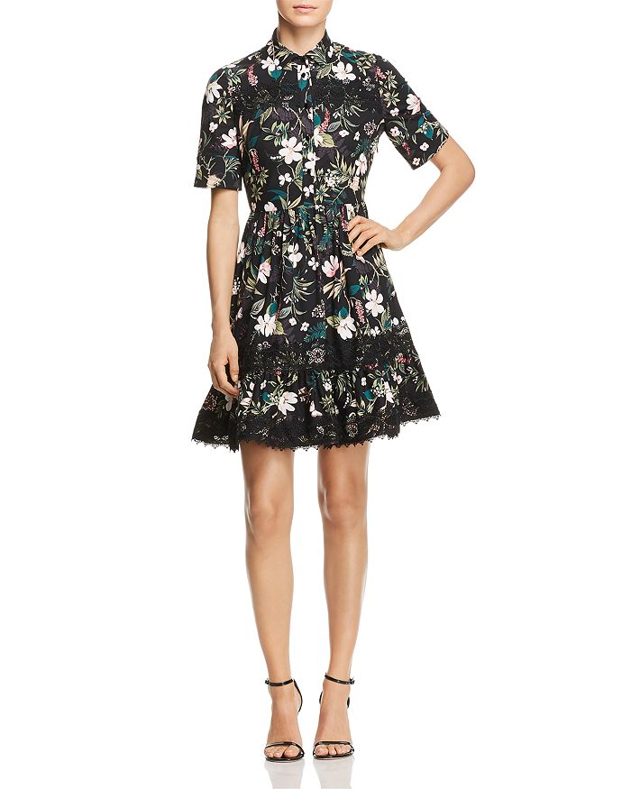 kate spade new york Lace-Trim Botanical Shirt Dress | Bloomingdale's