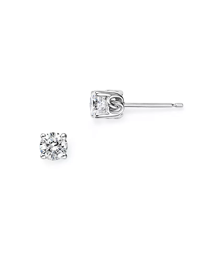 Diamond Stud Earrings in 14K White Gold, 0.50 tcw