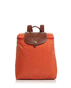 Longchamp 'le Pliage' Backpack - Orange In Orange/gold