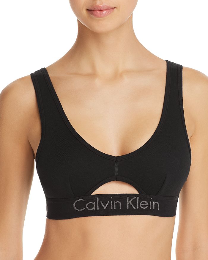 Calvin Klein Performance High-Neckline Racerback Medium-Support Sports Bra  Solitaire Blue Large
