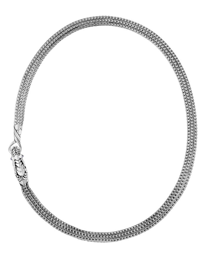 JOHN HARDY STERLING SILVER LEGENDS NAGA TRIPLE CHAIN NECKLACE WITH SAPPHIRE EYES,NBS6635BSPX32