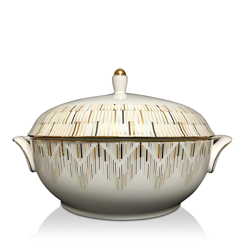Prouna Luminous Covered Vegetable Bowl/soup Tureen In Gold