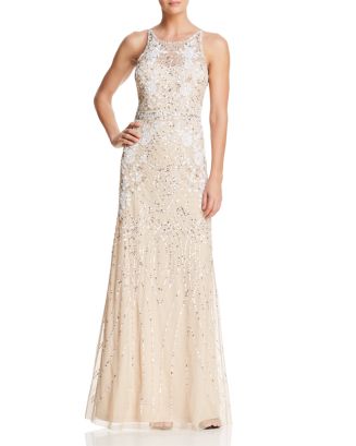 Adrianna Papell Embellished Back-Detail Gown | Bloomingdale's