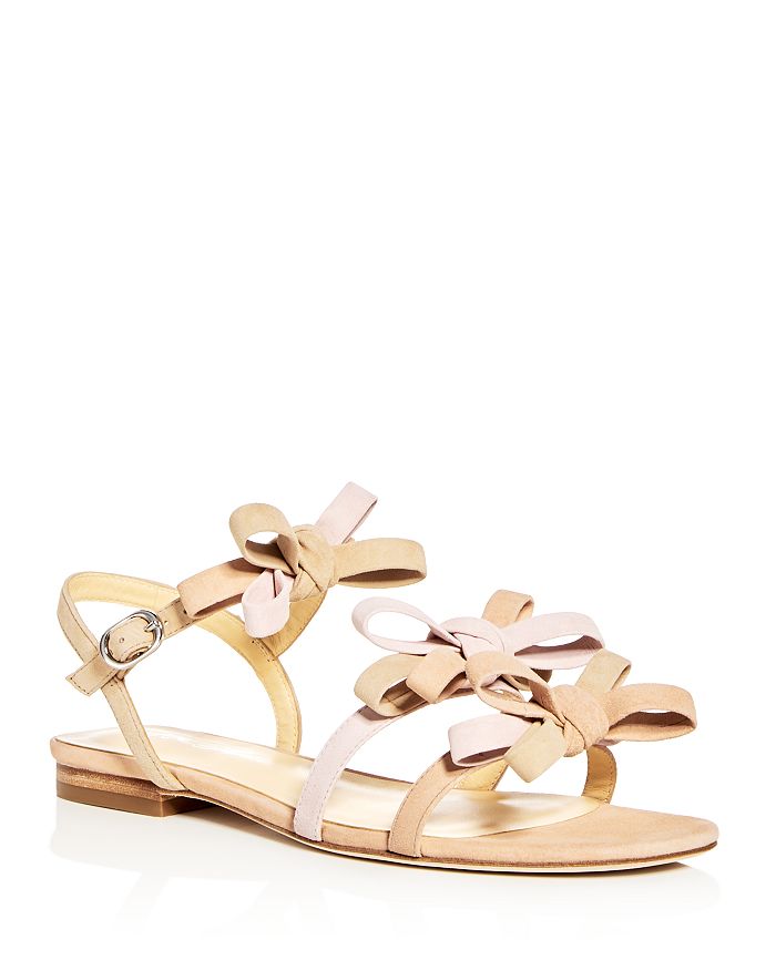 Isa Tapia Women's Nikita Suede Color-block Bow Strappy Sandals In Nude/light Pink