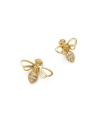 Temple St. Clair 18K Yellow Gold Bee Diamond Stud Earrings | Bloomingdale's