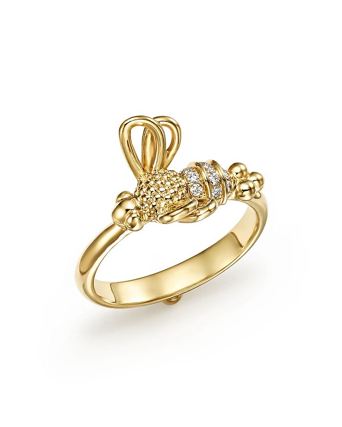 Temple St. Clair 18k Yellow Gold Flying Bee Diamond Ring