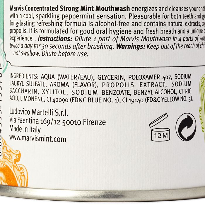 Shop Marvis Strong Mint Mouthwash 4.0 Oz. In No Color