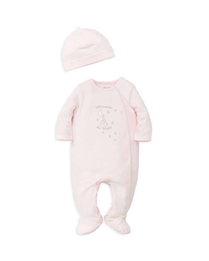 Little Me Girls' Welcome To The World Footie & Hat Set - Baby In Pink