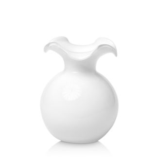 VIETRI Hibiscus Glass White Small Fluted Vase