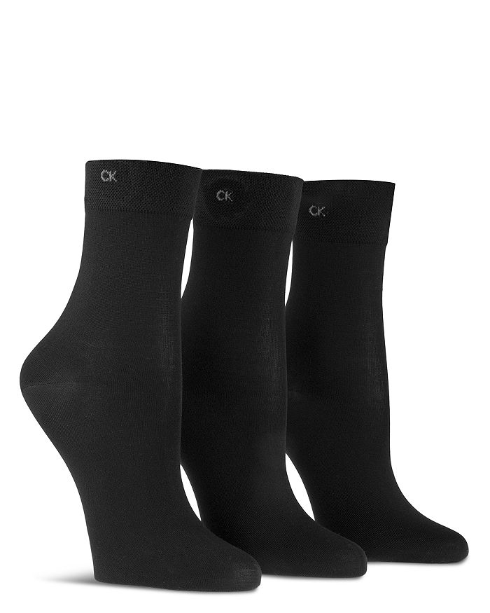 Calvin Klein Light Touch Crew Socks, Set Of 3 In Black