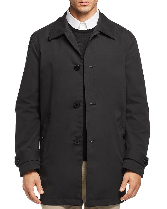 Cole Haan Men's Button-front Water Resistant Rain Coat In Black