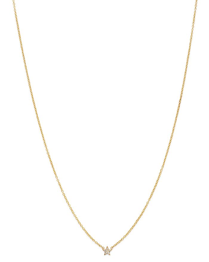 Zoë Chicco 14k Yellow Gold Itty Bitty Diamond Star Pendant Necklace, 16 In White/gold