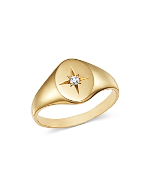 Zoe Chicco 14K Yellow Gold Diamond Star Signet Ring