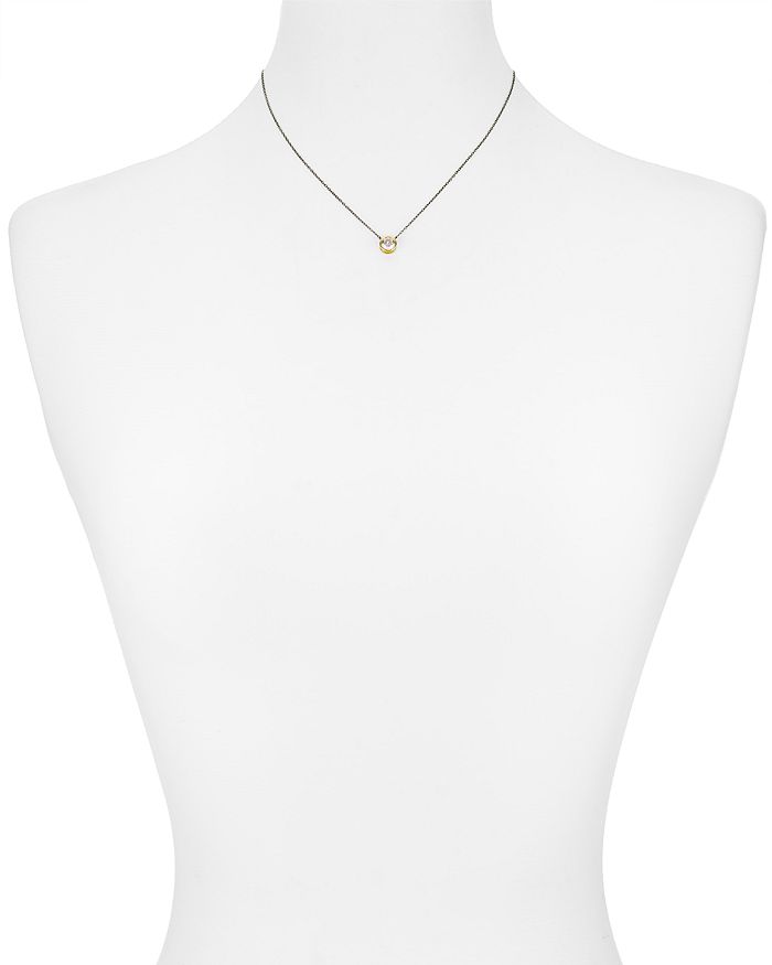 Shop Argento Vivo Bezel Pendant Necklace, 16l In Gold/black