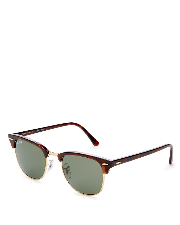 Shop Ray Ban Ray-ban Polarized Classic Clubmaster Sunglasses, 51mm In Red Havana/crystal Green Solid