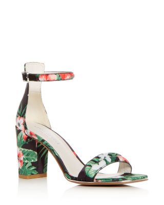 floral print block heels