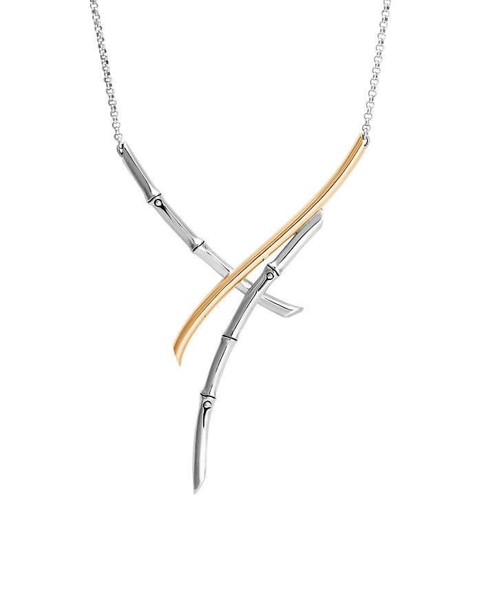 JOHN HARDY STERLING SILVER & 18K BONDED GOLD BAMBOO FRONTAL NECKLACE, 16,NZ57003X16-18