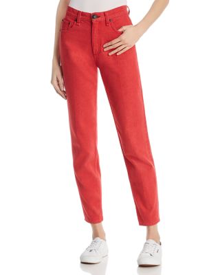 red straight leg jeans