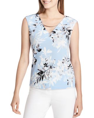 Calvin Klein Floral Print Embellished Top Bloomingdale s