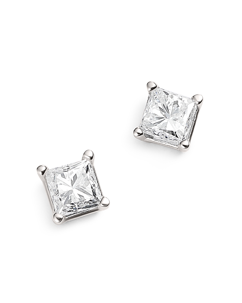 Bloomingdale's Diamond Princess-cut Studs In 14k White Gold, 0.50 Ct. T. W. - Exclusive In White