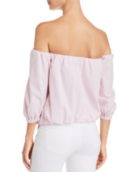Falling For Him Cinched Waist Off Shoulder Long Sleeve Top Butter