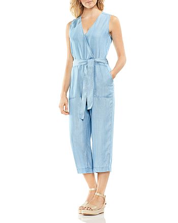 VINCE CAMUTO Chambray Cropped Jumpsuit | Bloomingdale's