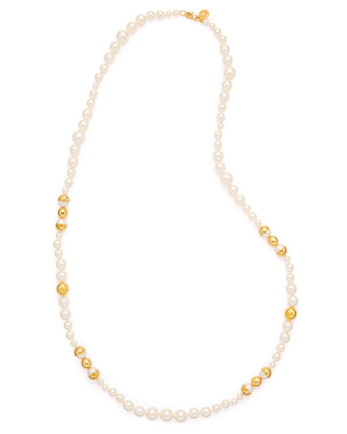 TORY BURCH CAPPED SIMULATED PEARL STRAND NECKLACE, 38,37344
