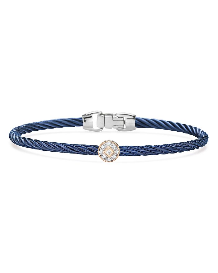 Alor Single Station Cable Bangle Bracelet In Silver/blue