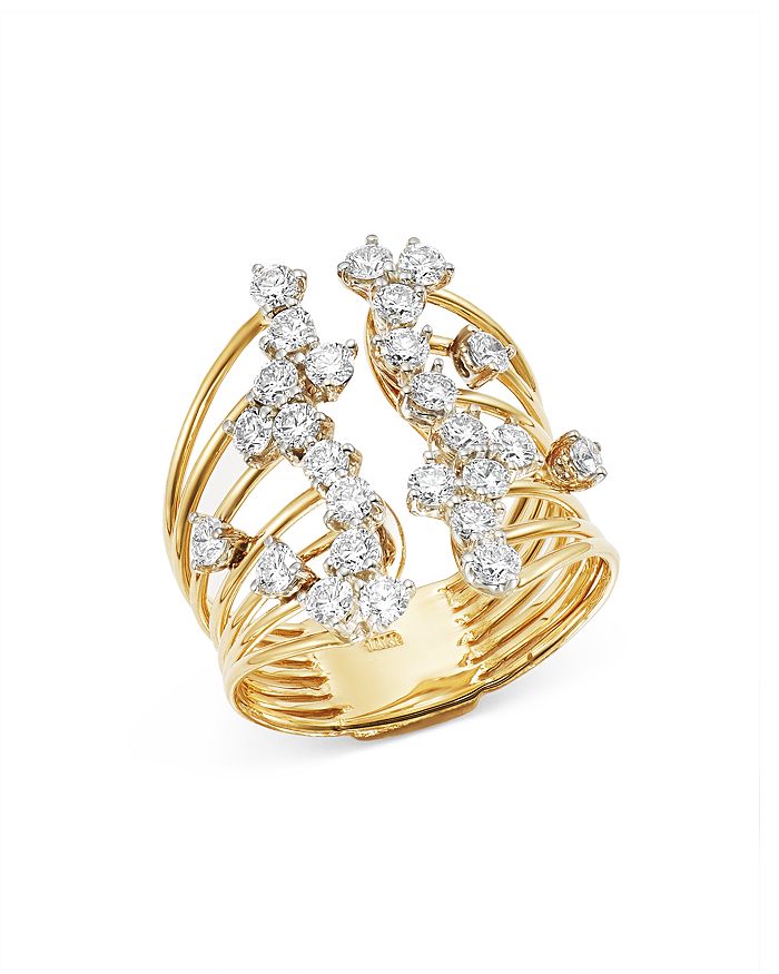 Bloomingdale's Diamond Spray Open Statement Ring In 14k Yellow Gold, 1.40 Ct. T.w. - 100% Exclusive In White/gold