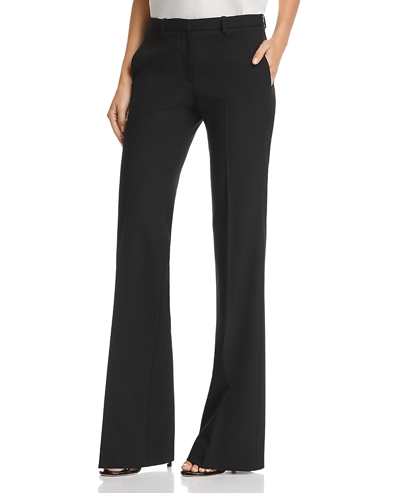Theory Demetria 2 Flare Leg Good Wool Suit Pants In Black