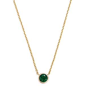 Bloomingdale's Emerald Bezel Pendant Necklace in 14K Yellow Gold, 16 - 100% Exclusive