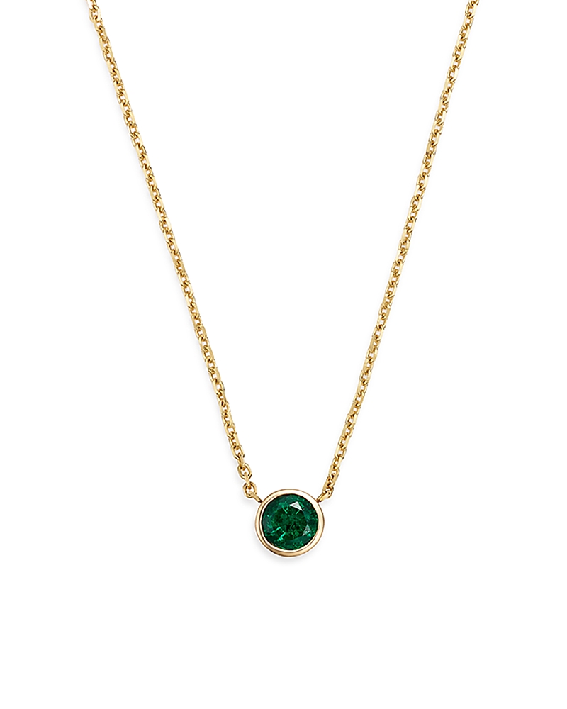 Bloomingdale's Fine Collection Emerald Bezel Pendant Necklace in 14K Yellow Gold, 16