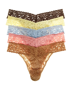 Hanky Panky Signature Original-rise Thongs, Set Of 5 In Classics