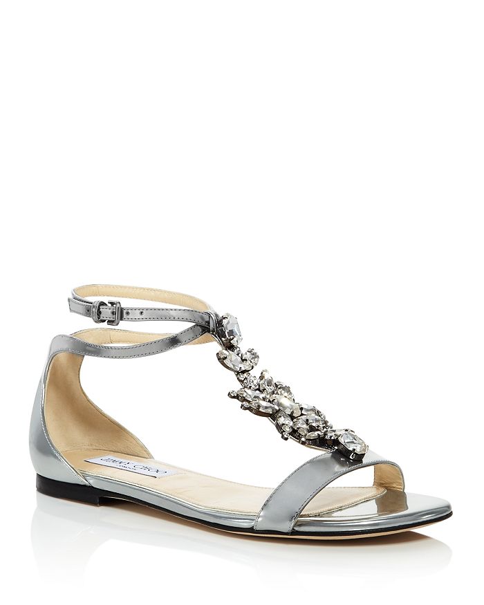 Jimmy Choo Women's Averie Embellished Leather T-Strap Sandals ...