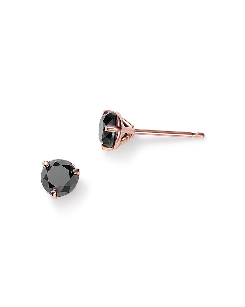 Bloomingdale's Fine Collection Black Diamond Stud Earrings in 14K Rose Gold, 1.0 tcw