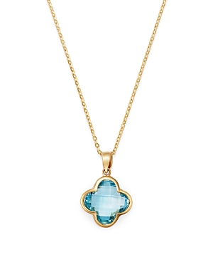 Bloomingdale's Blue Topaz Clover Pendant Necklace in 14K Yellow Gold, 18 - 100% Exclusive