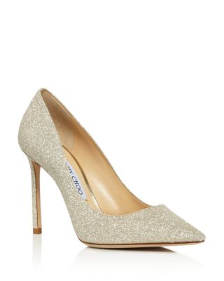 Romy 100 Glitter Pointed-Toe Pumps 