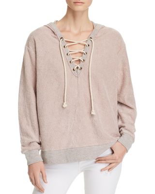 lace up hooded sweatshirt